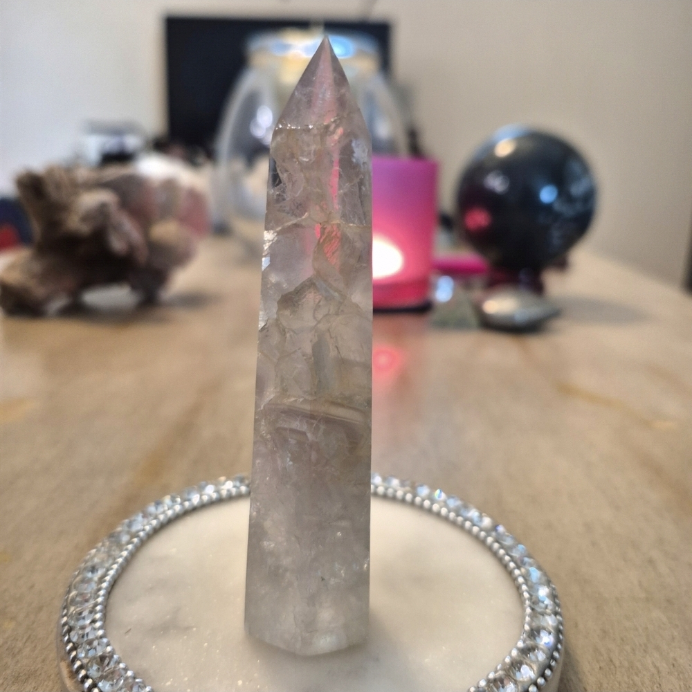 Natural Fluorite Crystal Point Obelisk Tower #A2